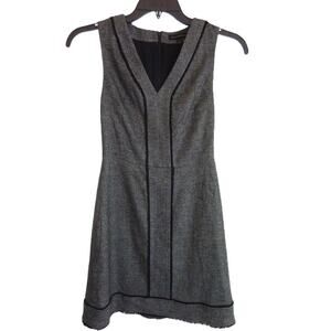 Banana Republic Herringbone Fringe Dress Black White Size 0